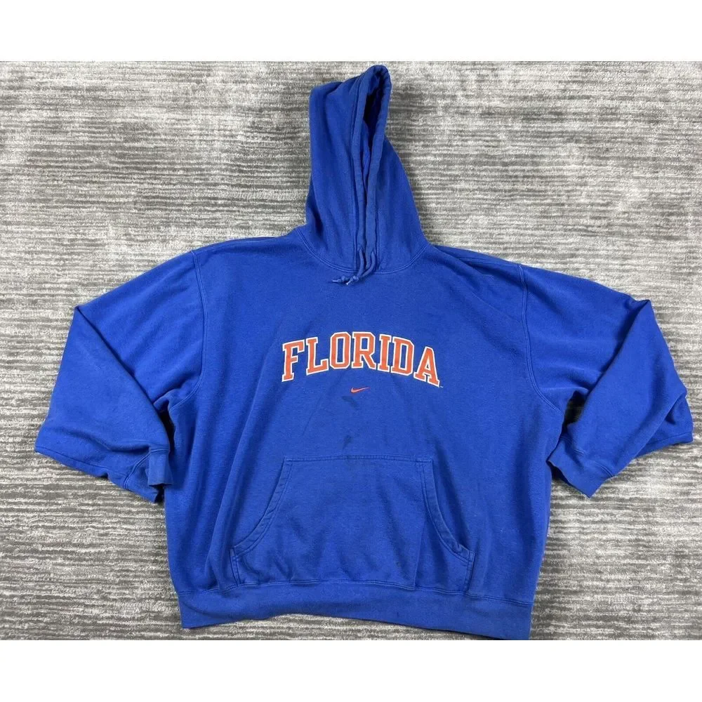 Nike Team Hoodie Sweatshirts Mens XXL Blue Florida Long‎ Sleeve Kangaroo Pocket